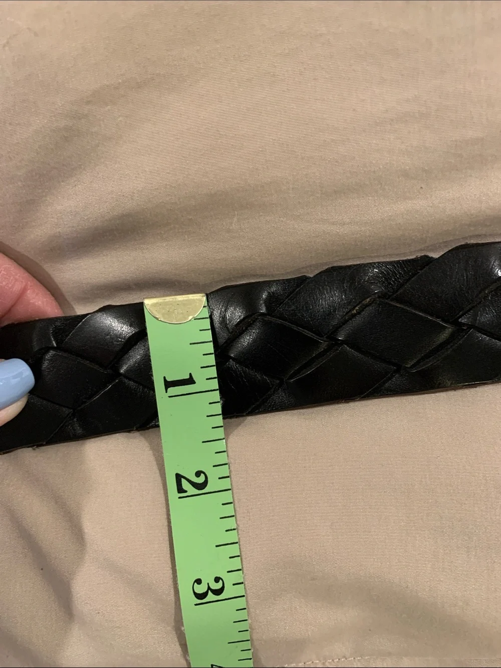 Braided Black Leather Men’s Belt with Brushed Silver Buckle 38